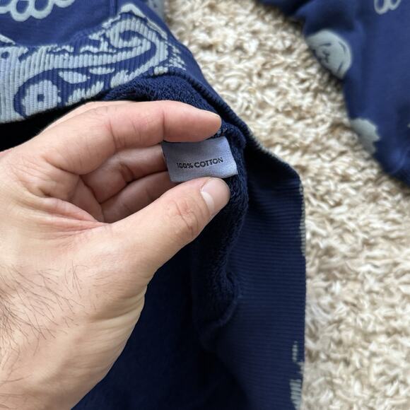 NWT $450 Alchemist Paisley Print Blue Cotton Hoodie Distressed Men’s Size XXL - Picture 15 of 15